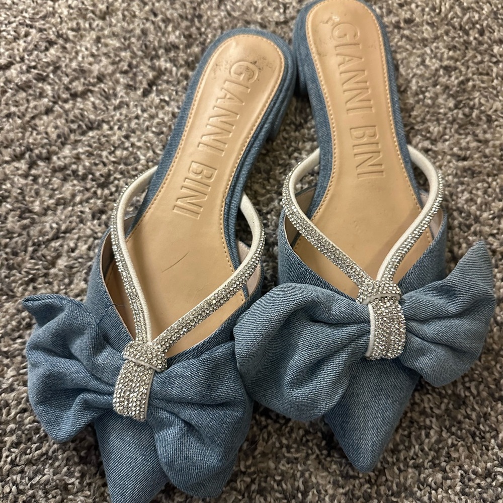 Gianni Bini Blue Denim Bow Women's Shoes